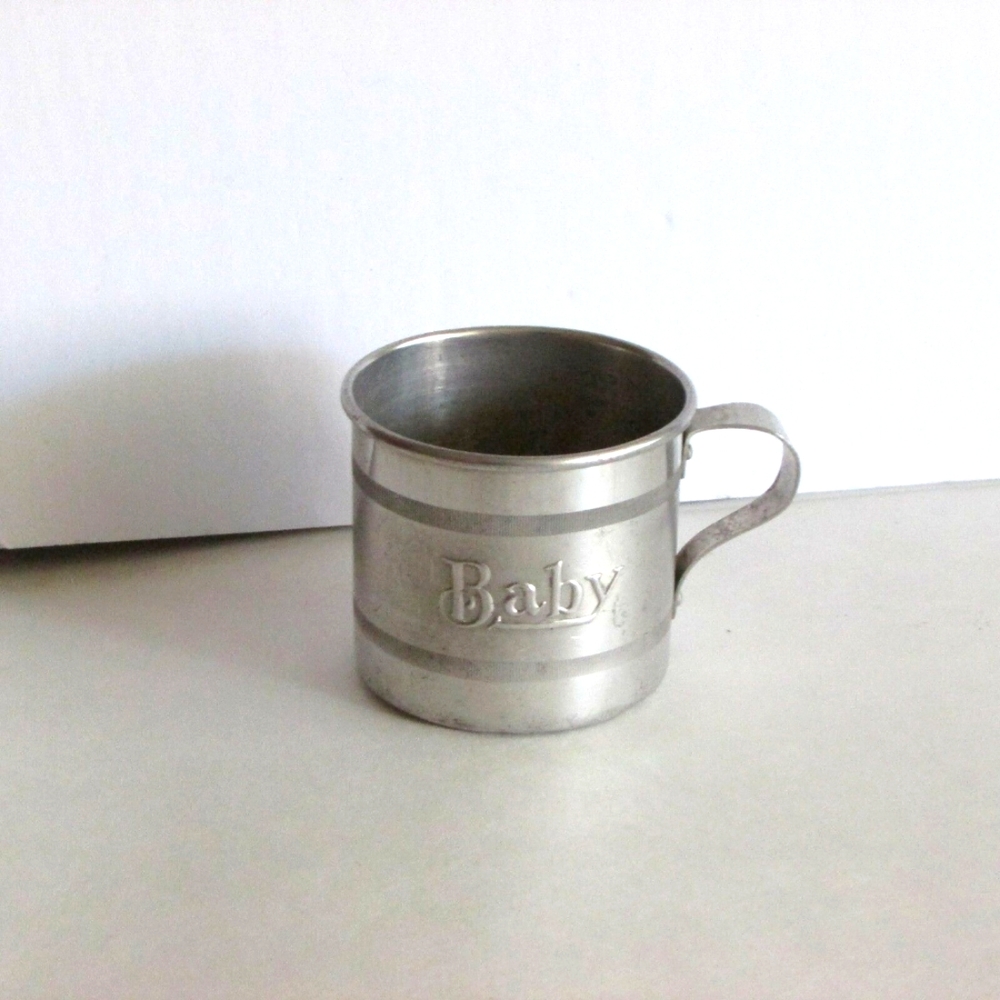 Vintage Aluminum Baby Infant Cup Charming Nursery Collectible Child Decor